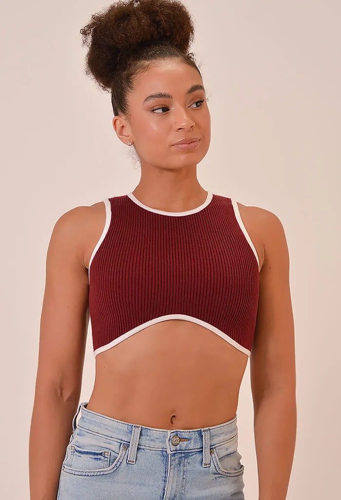 Sorbet Crop Top-Crimson/White