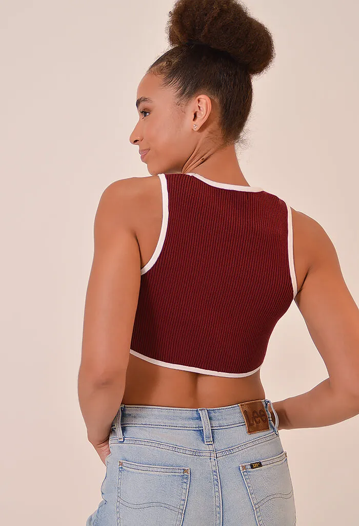 Sorbet Crop Top-Crimson/White