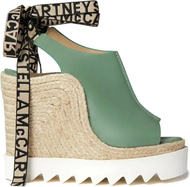 Stella McCartney 100mm Gaia wedge espadrilles Green