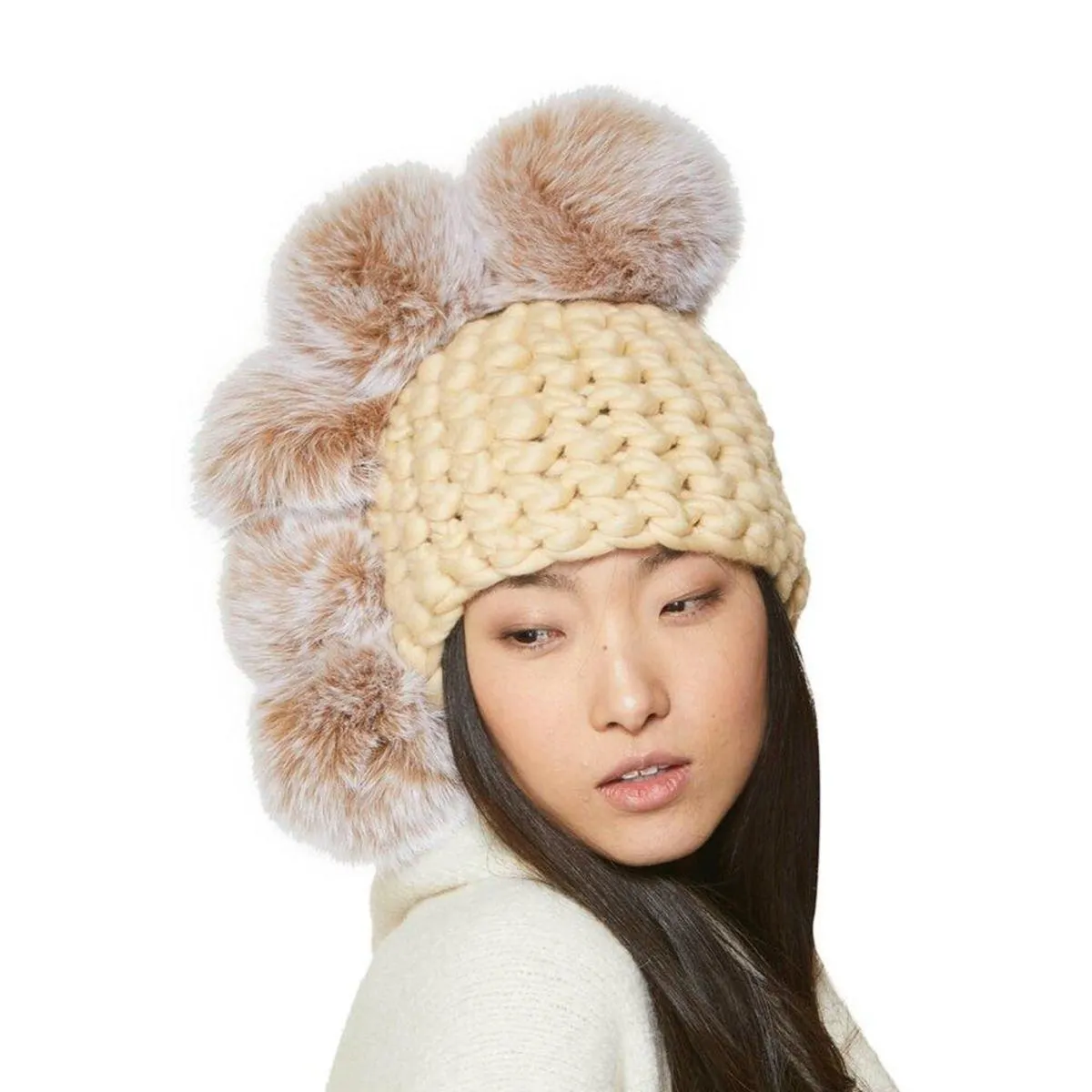 store XL poms buttermilk pohawk beanies - Blush /Cream