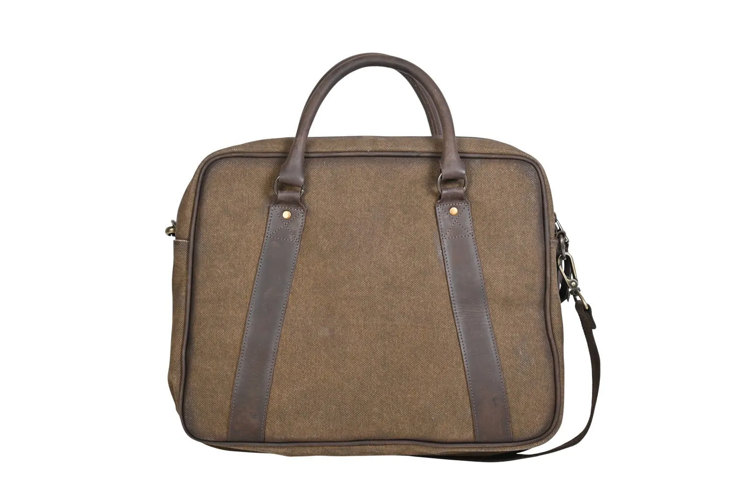 STS Ranchwear Unisex Trailblazer Chocolate Canvas/Leather Briefcase Bag