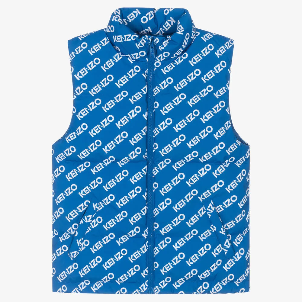 Teen Blue & White Down Puffer Gilet