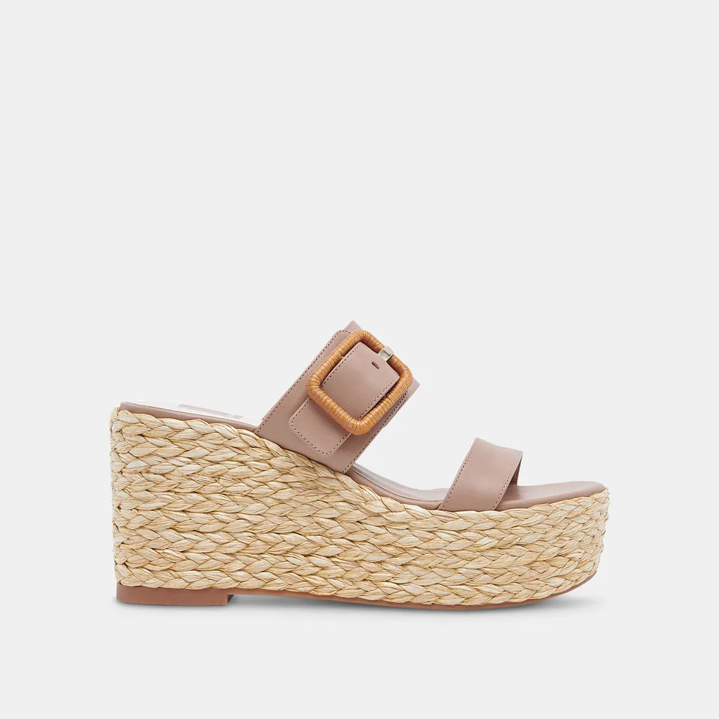 THORIN Wedges Cafe Leather | Women's Raffia Platform Wedges– Dolce Vita 6886736298050