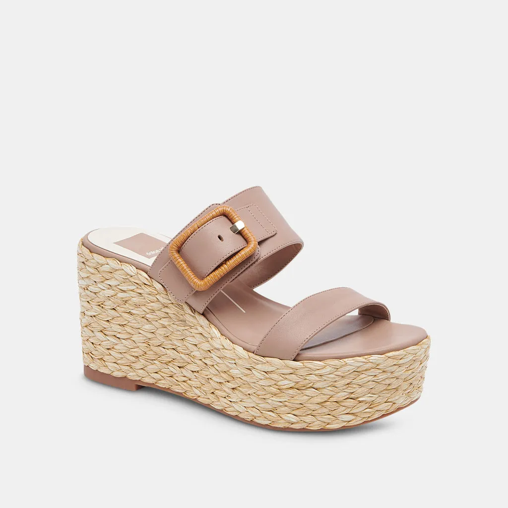 THORIN Wedges Cafe Leather | Women's Raffia Platform Wedges– Dolce Vita 6886736298050