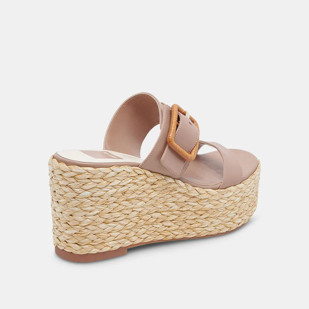 THORIN Wedges Cafe Leather | Women's Raffia Platform Wedges– Dolce Vita 6886736298050