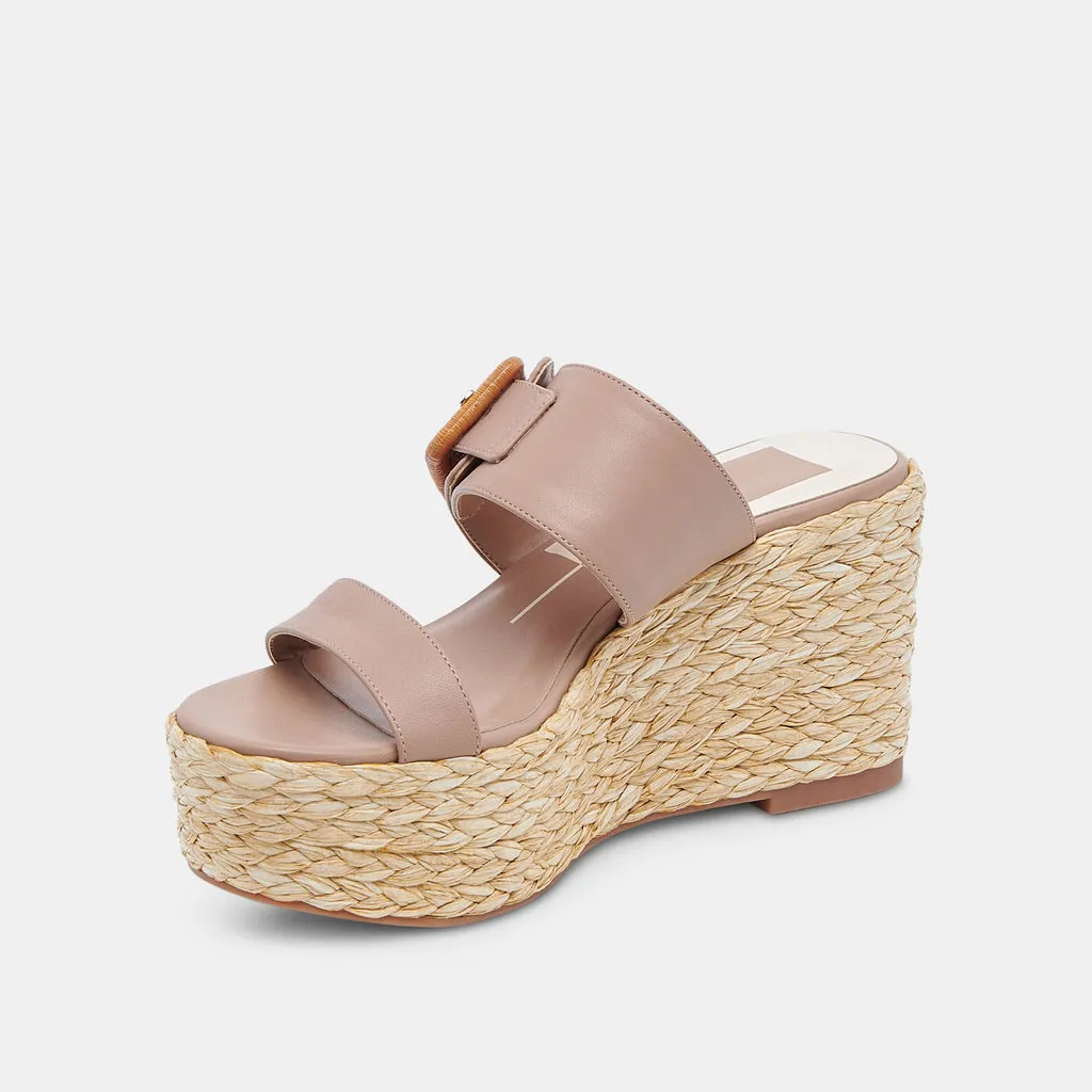 THORIN Wedges Cafe Leather | Women's Raffia Platform Wedges– Dolce Vita 6886736298050