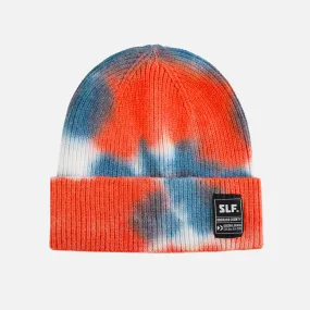 Tie Dye Orange Blue Knit Beanie