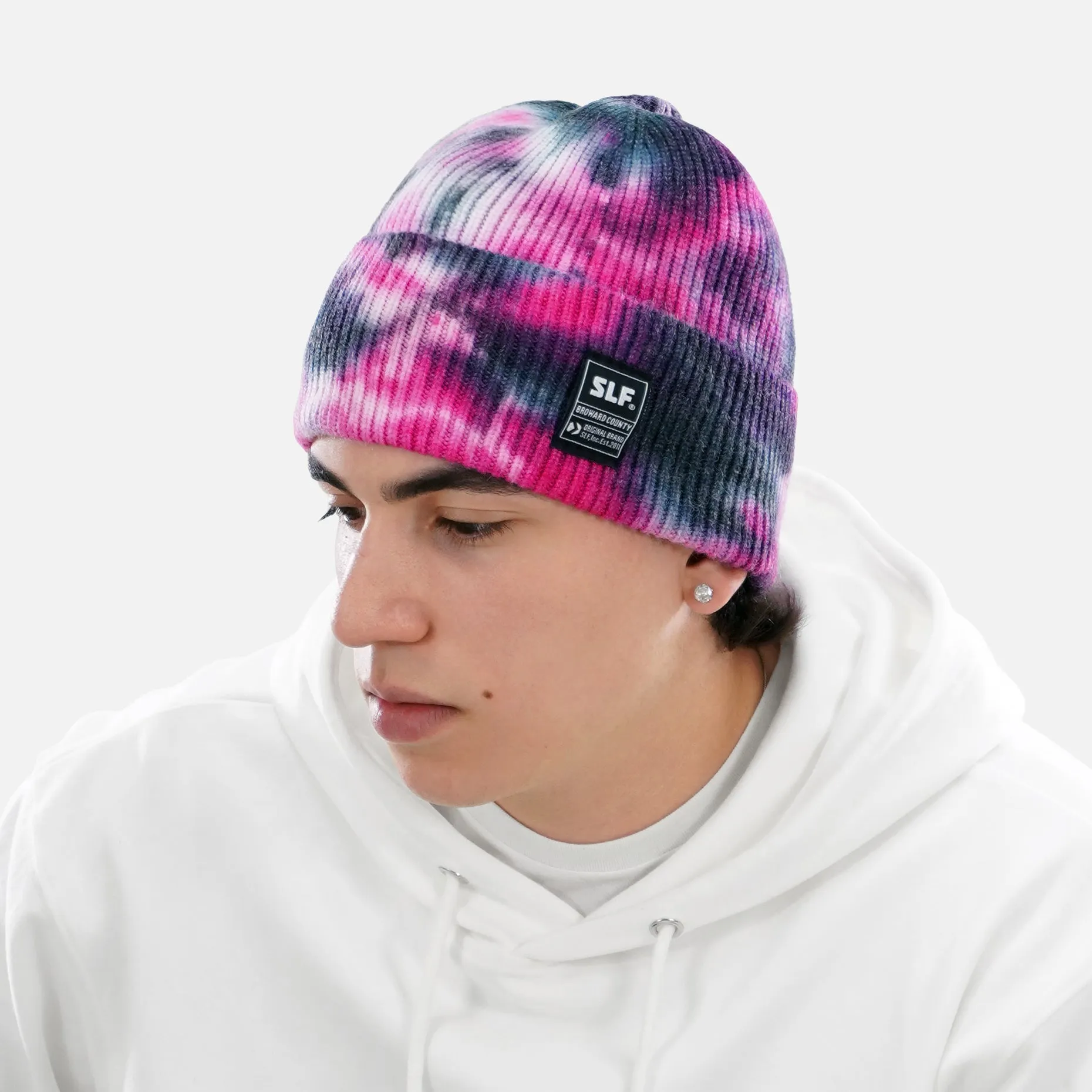 Tie Dye Pink Knit Beanie