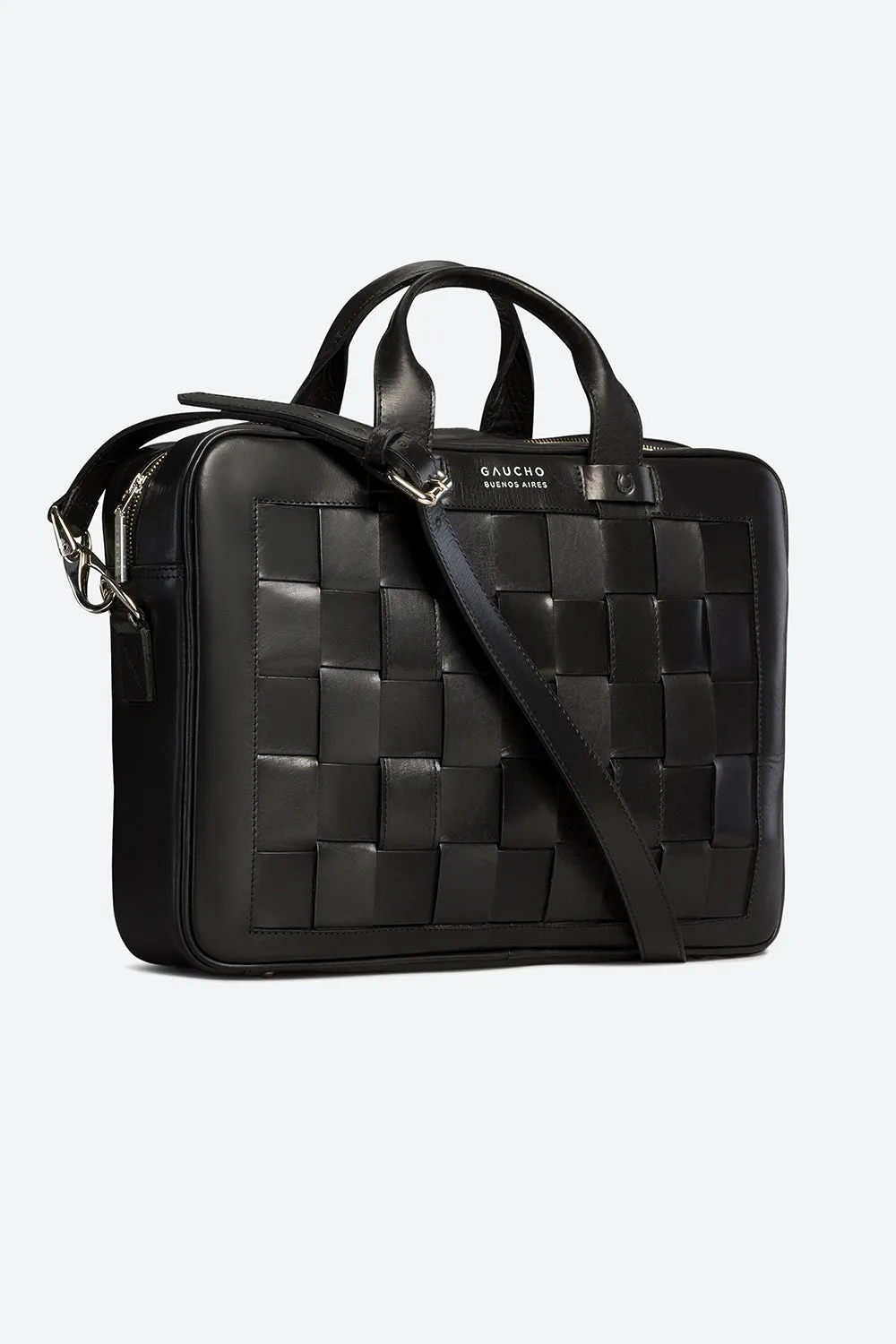 Tilcara Hand-Braided Briefcase in Black