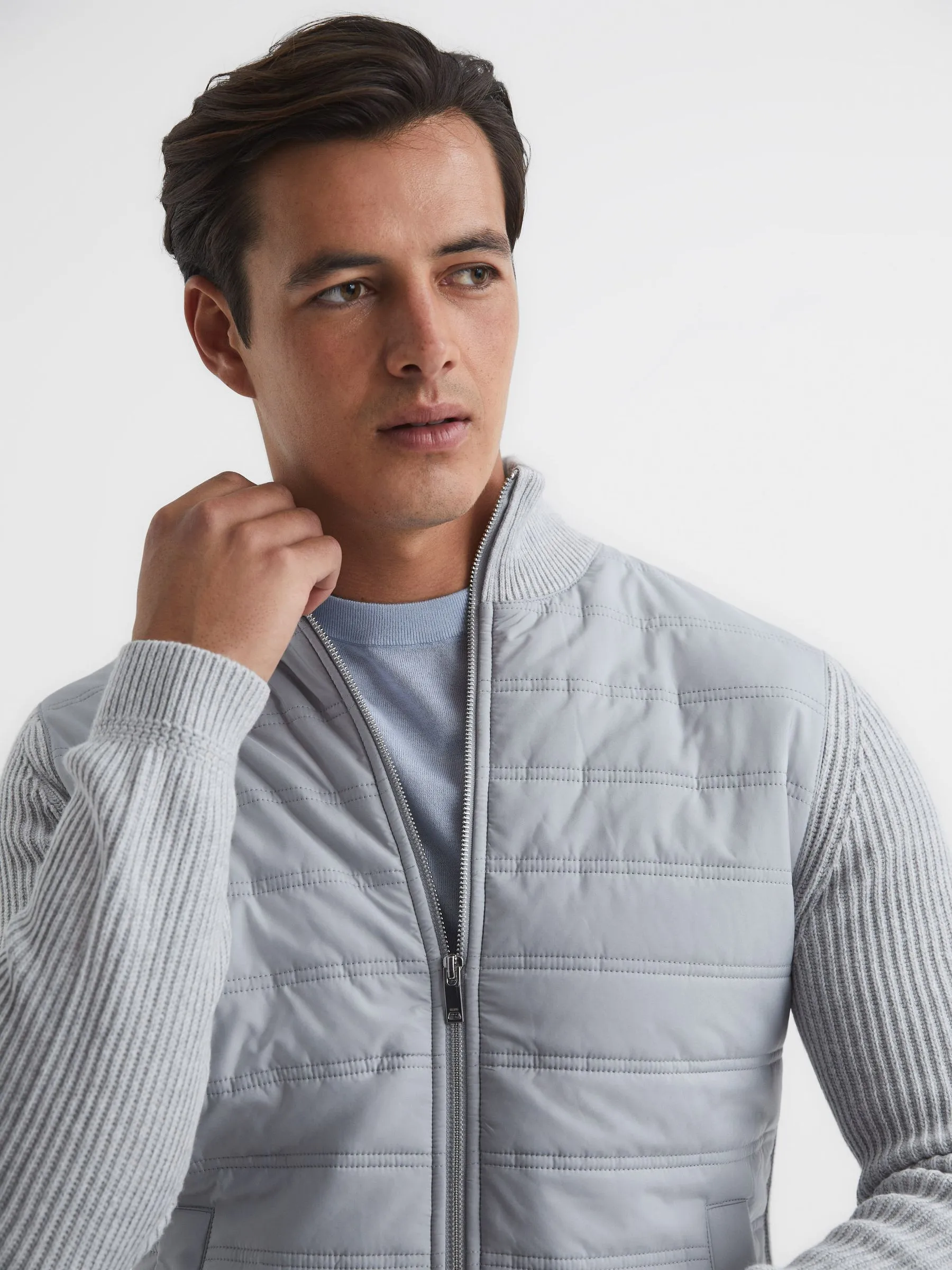 Trainer Hybrid Zip Through Quilted Jumper