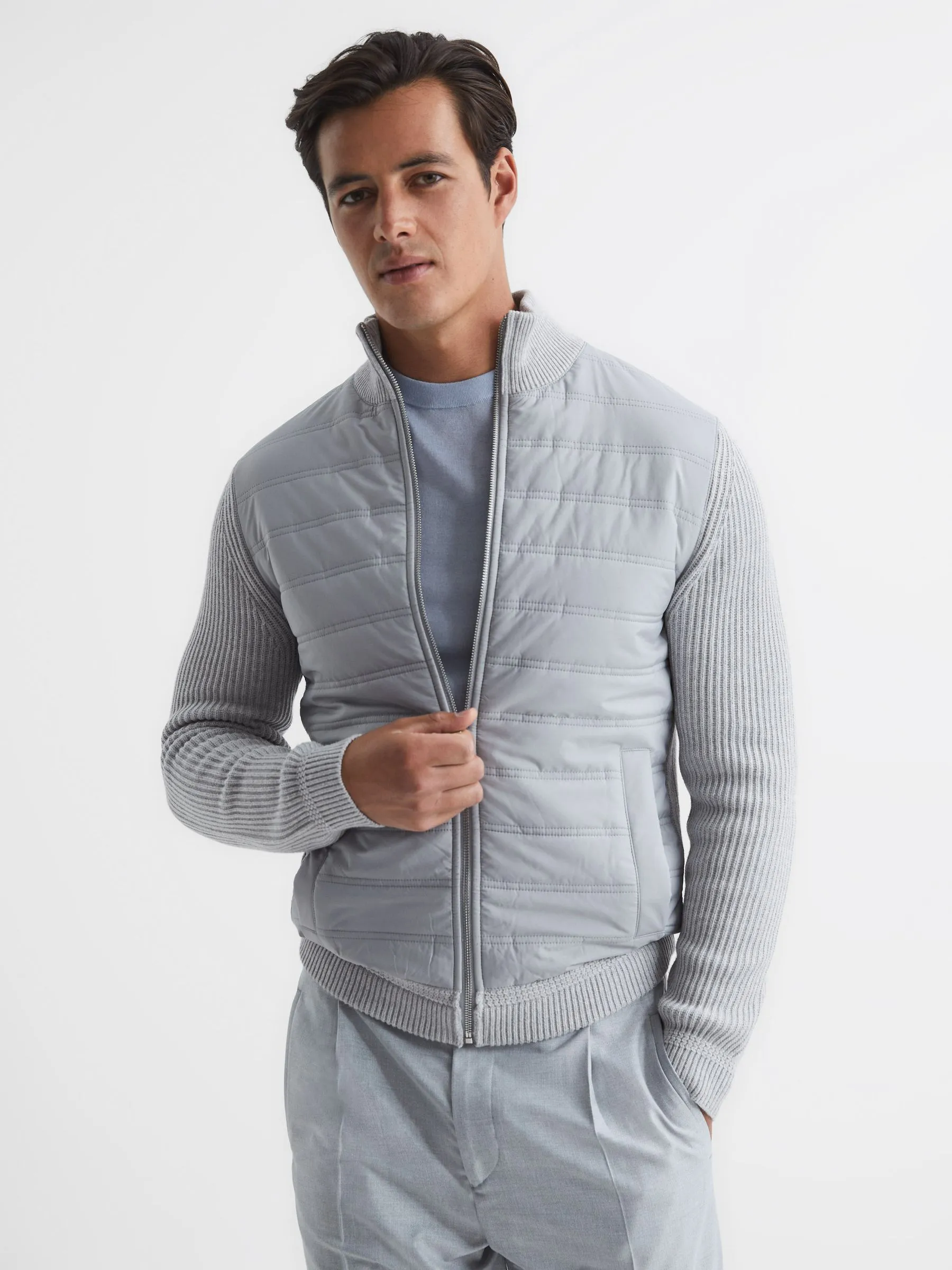 Trainer Hybrid Zip Through Quilted Jumper