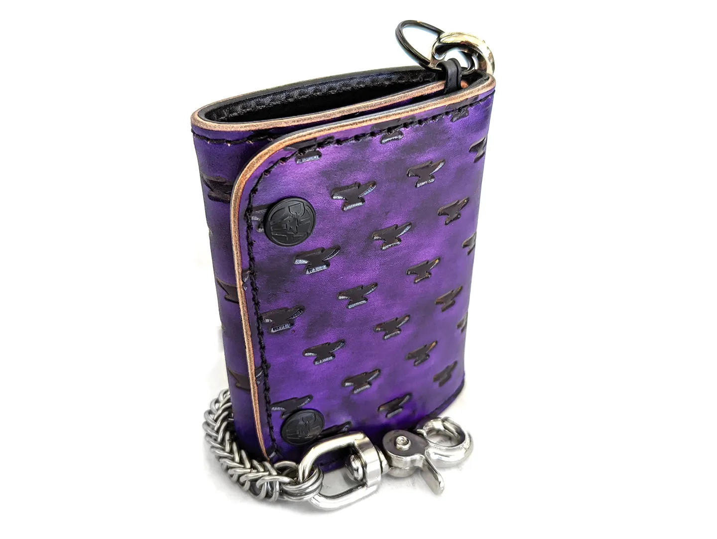 Trifold Leather Chain Wallet - Nightshade