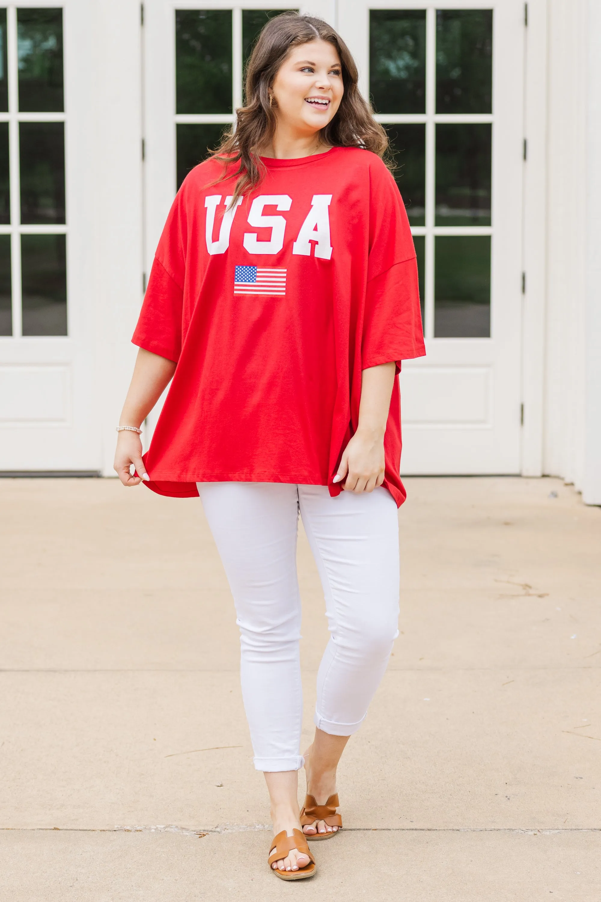 True American Spirit Boyfriend Tee, Red