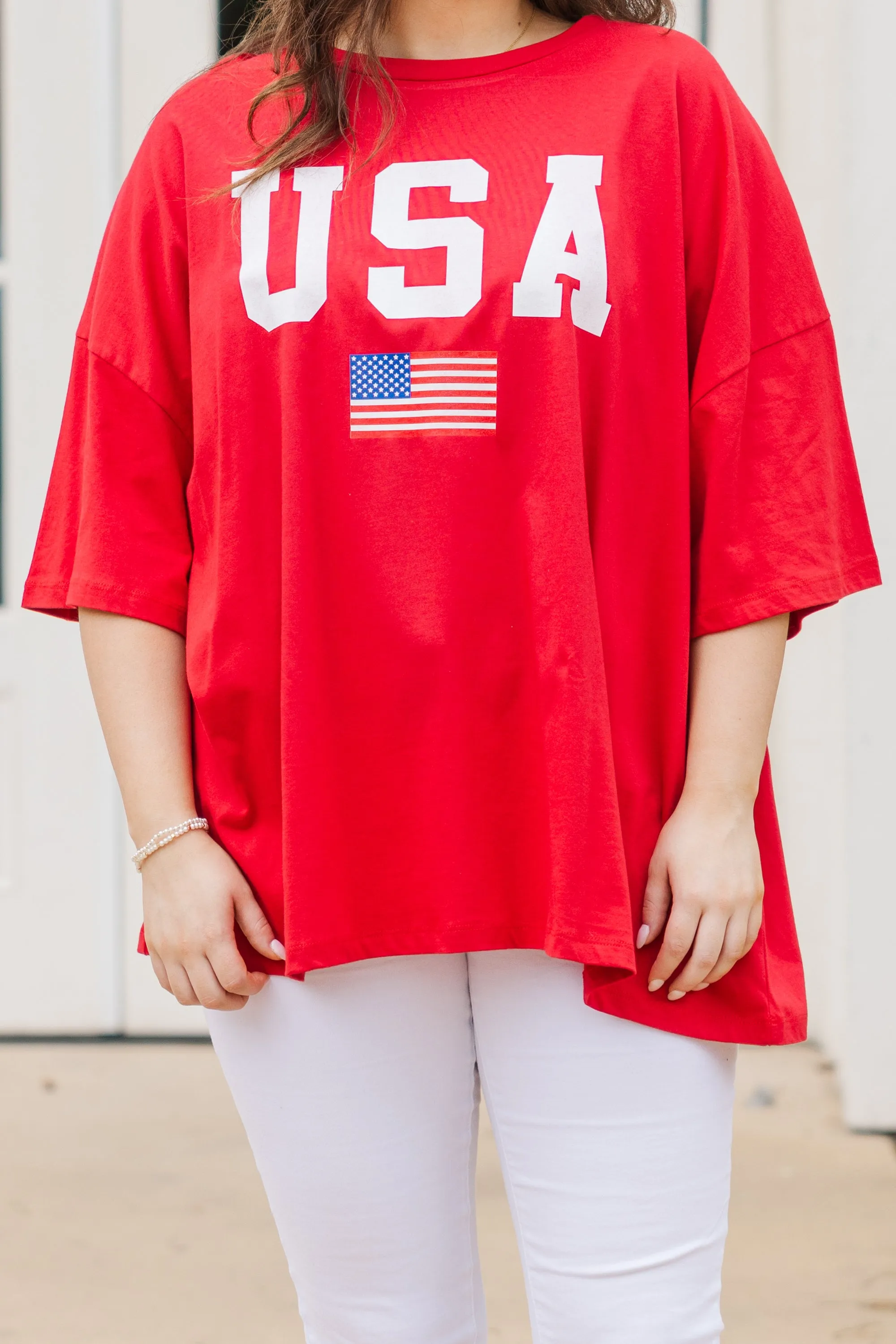 True American Spirit Boyfriend Tee, Red