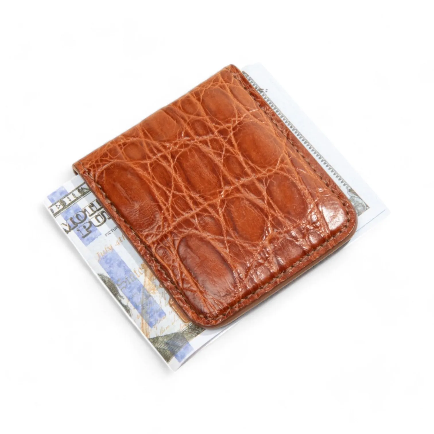 Tuzzi Uomo Men's Italian Genuine Crocodile Magnetic Luxury Money Clip wallet (TZW1000)