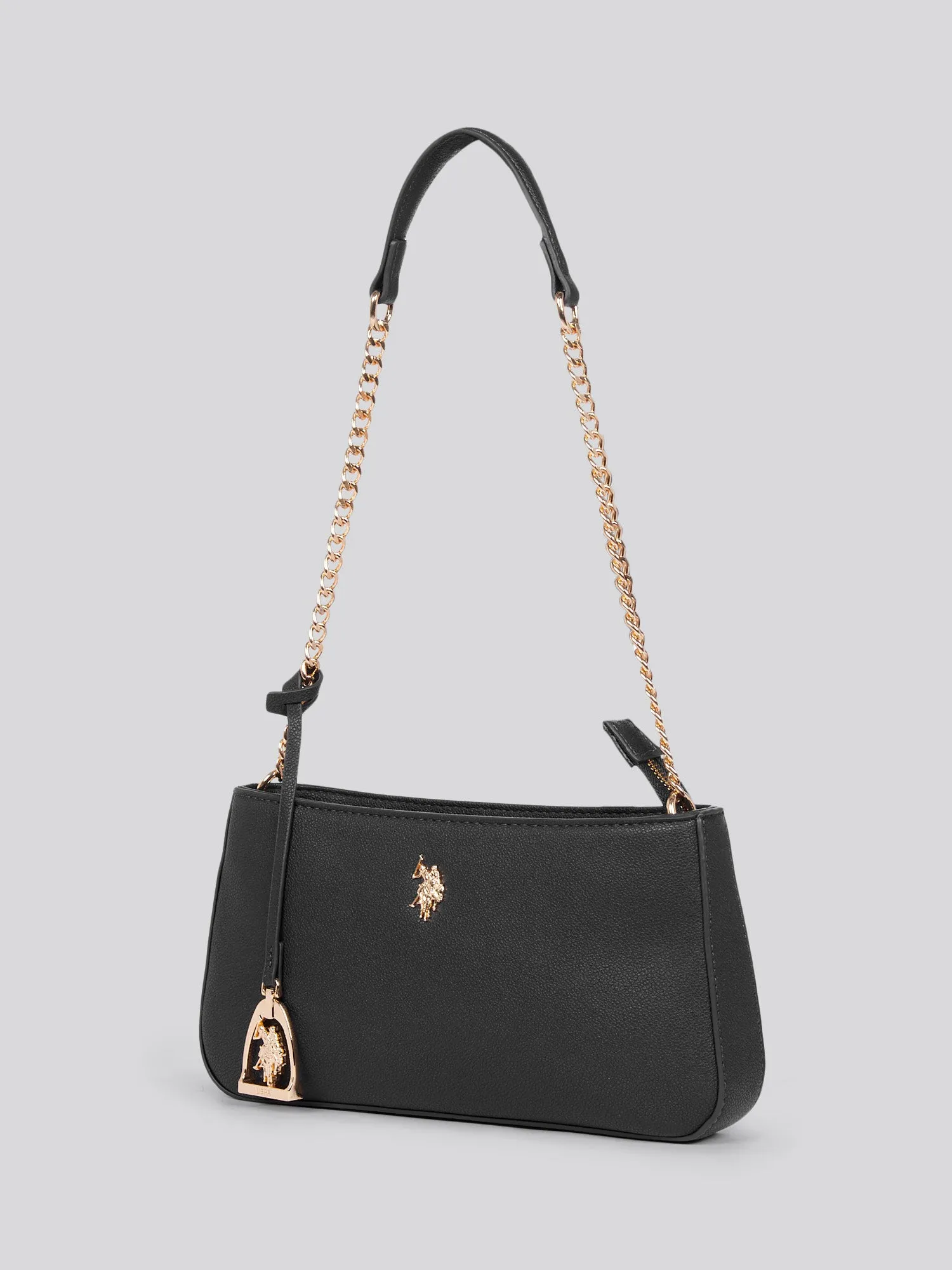 U.S. Polo Assn. Womens Small Hobo Chain Bag in Black