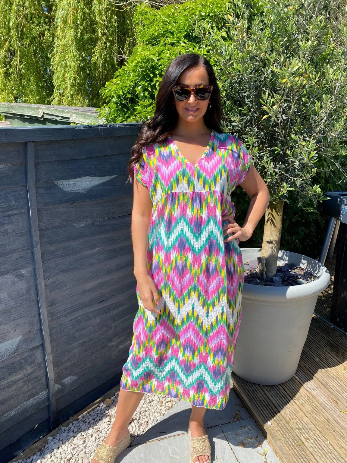 V Neck Zig Zag Dress Brianna