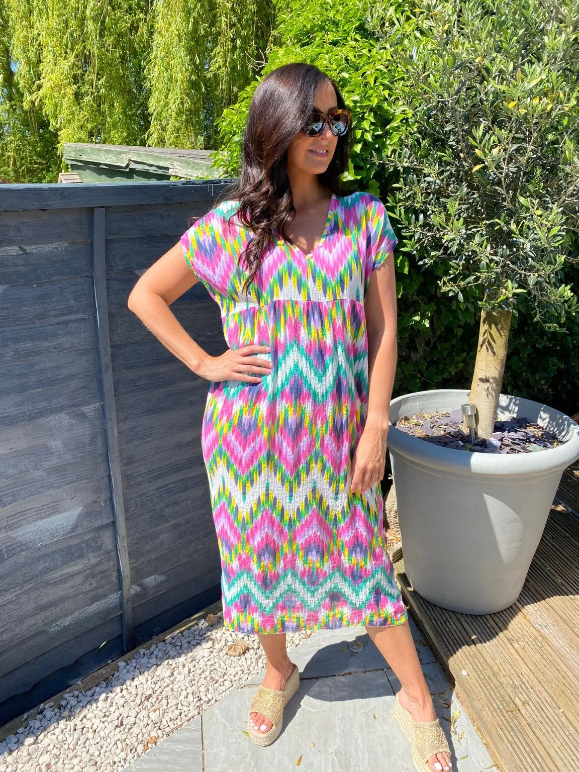 V Neck Zig Zag Dress Brianna