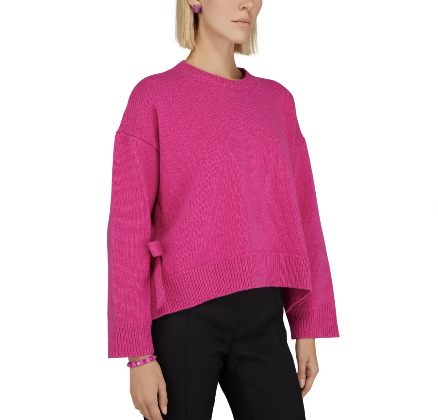 VALENTINO  |Crew Neck Casual Style Wool Long Sleeves Plain Elegant Style