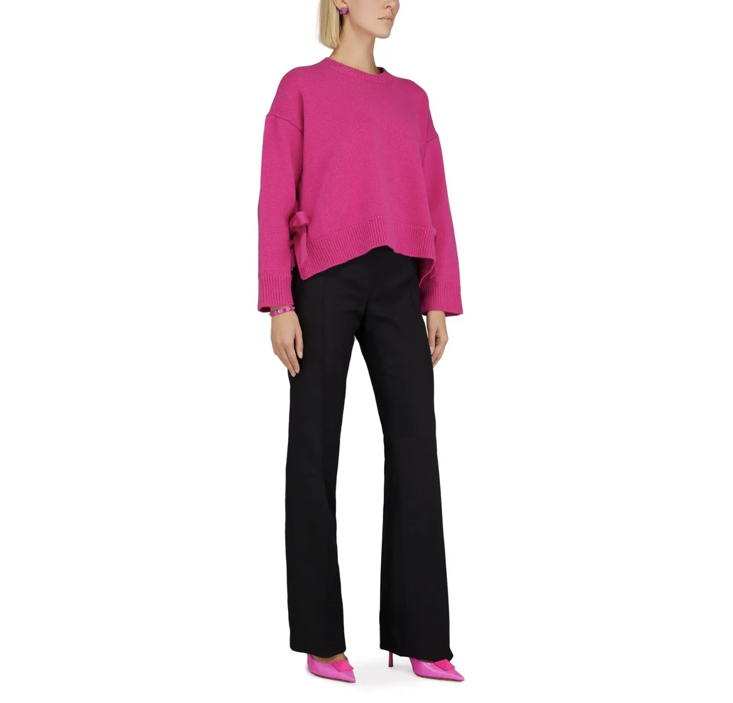 VALENTINO  |Crew Neck Casual Style Wool Long Sleeves Plain Elegant Style