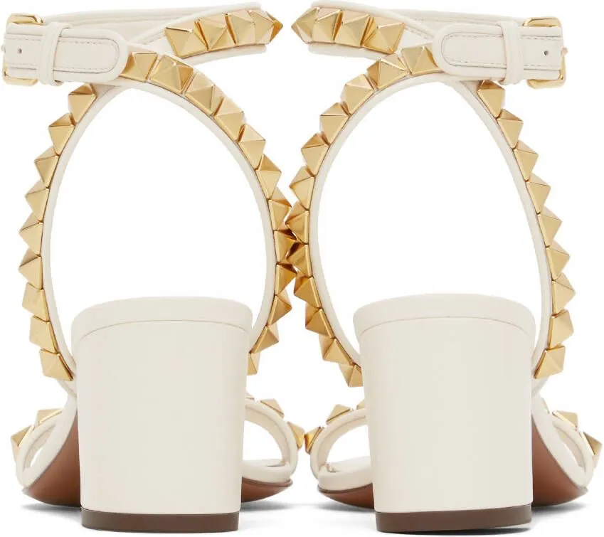 Valentino Garavani Off-White Rockstud Heeled Sandals