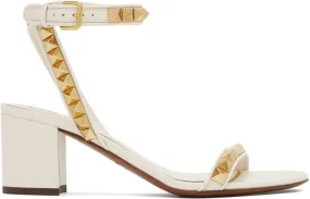 Valentino Garavani Off-White Rockstud Heeled Sandals