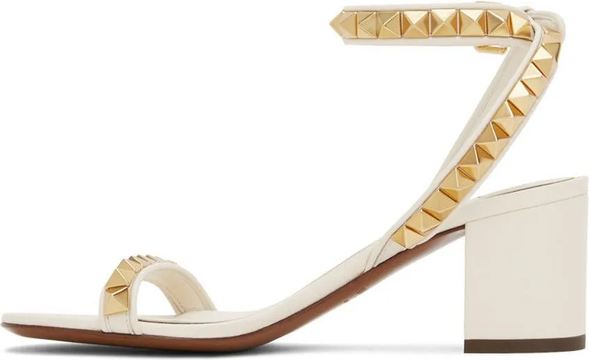 Valentino Garavani Off-White Rockstud Heeled Sandals