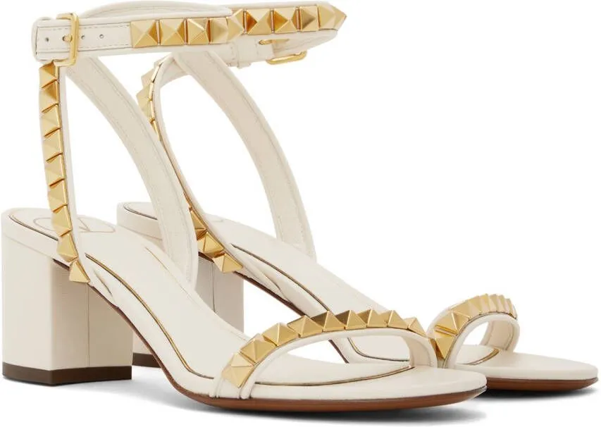 Valentino Garavani Off-White Rockstud Heeled Sandals