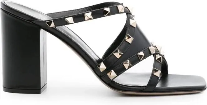 Valentino Garavani Rockstud strappy leather mules Black