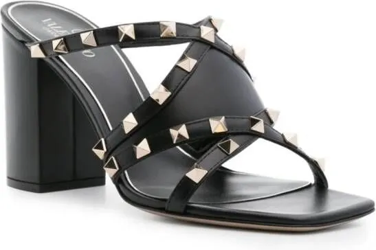 Valentino Garavani Rockstud strappy leather mules Black