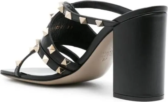 Valentino Garavani Rockstud strappy leather mules Black