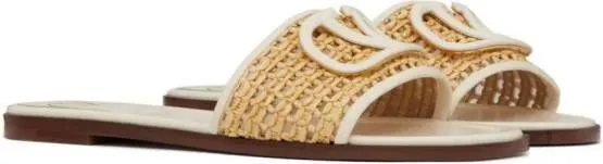 Valentino Garavani VLogo Signature 80mm raffia sandals Neutrals