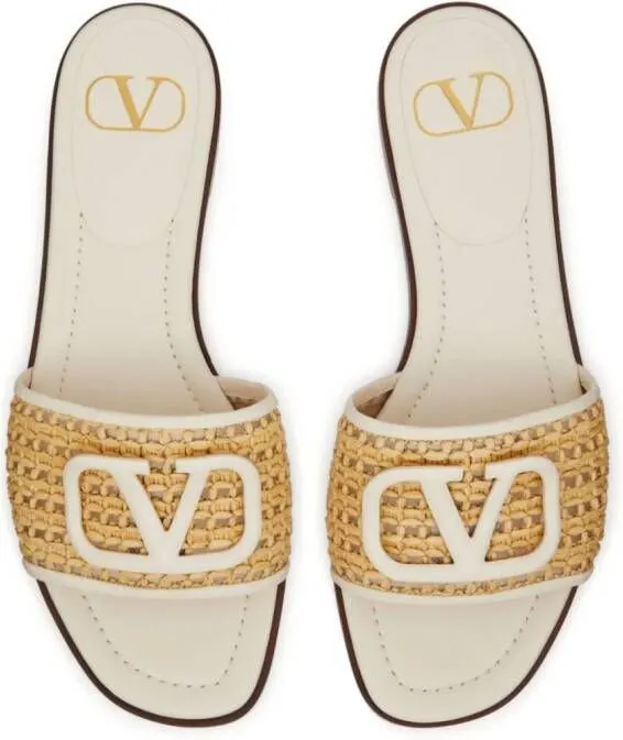 Valentino Garavani VLogo Signature 80mm raffia sandals Neutrals