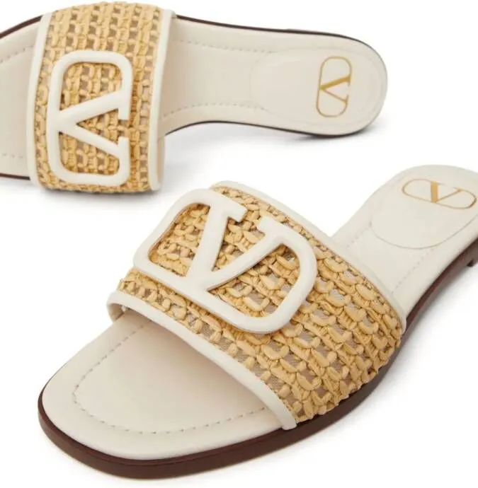 Valentino Garavani VLogo Signature 80mm raffia sandals Neutrals