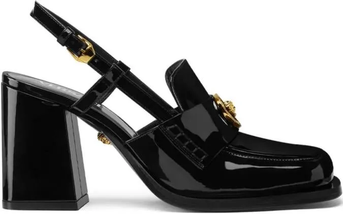 Versace Medusa Head patent leather mules Black