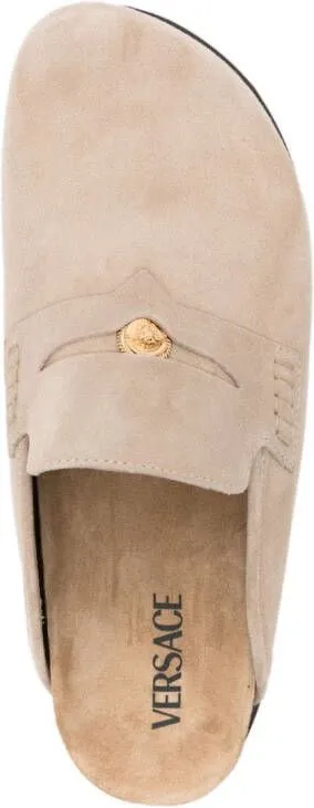 Versace Medusa-penny suede mules Neutrals