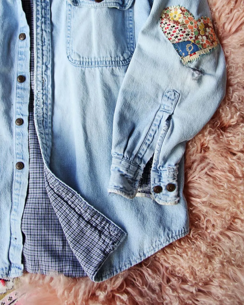 Vintage Quilted Heart Denim Top