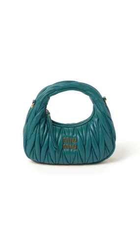 Wander Satin and Silk Mini Hobo Bag with Synthetic Crystals - Lagoon Blue