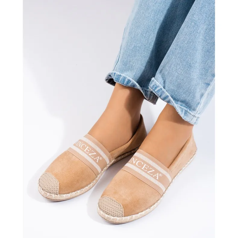 Women's beige suede espadrilles from Vinceza