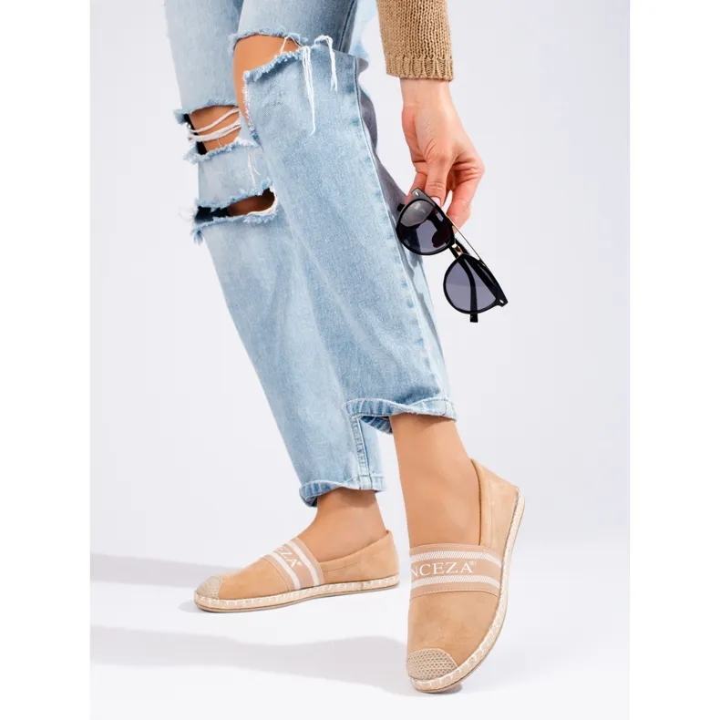 Women's beige suede espadrilles from Vinceza