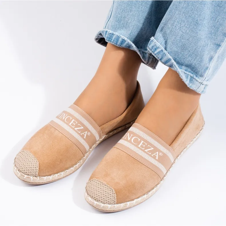 Women's beige suede espadrilles from Vinceza