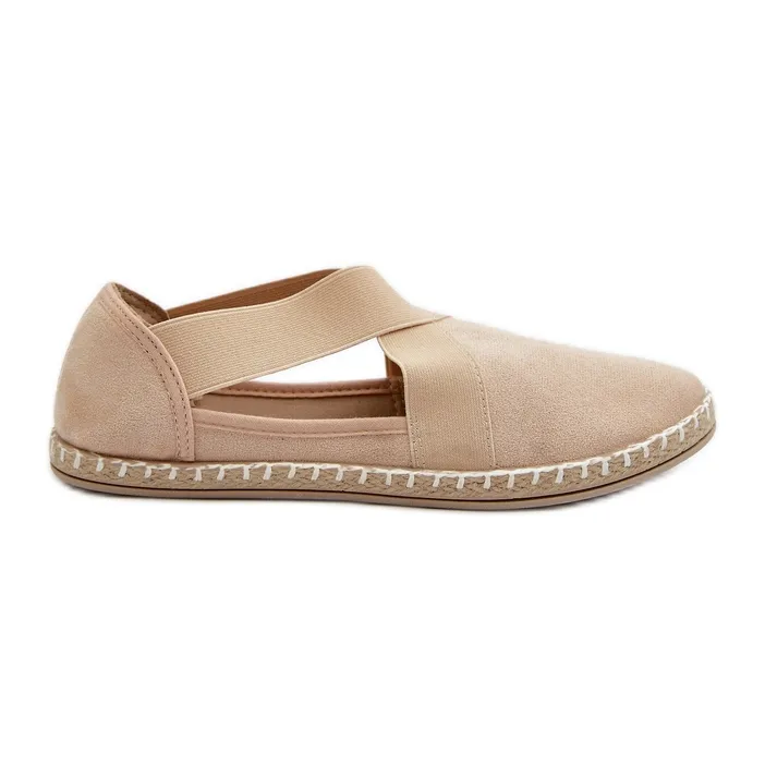 Women's Eco Suede Beige Espadrilles With Elastic Straps Phaedrana