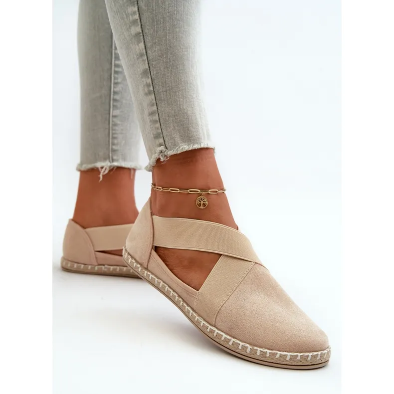 Women's Eco Suede Beige Espadrilles With Elastic Straps Phaedrana