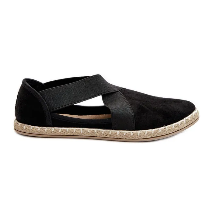 Women's Espadrilles With Elastic Straps Eco Suede Black Phaedrana