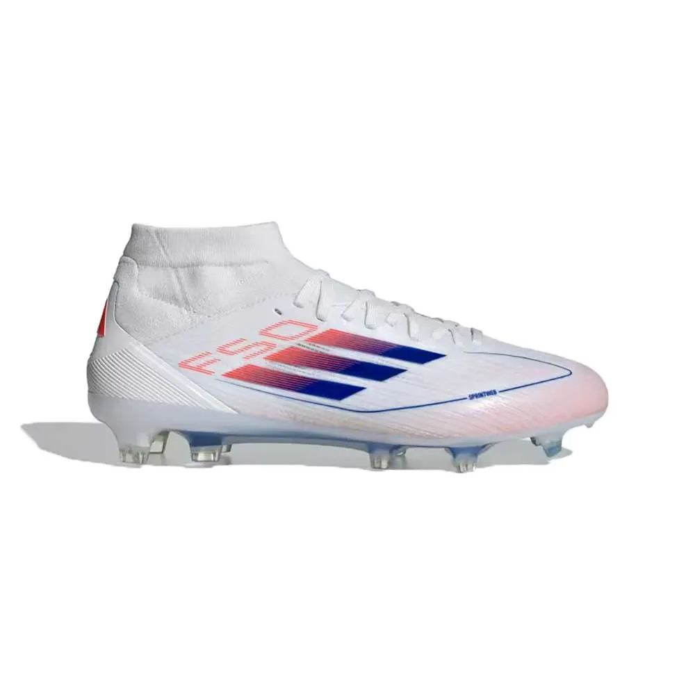 Women's F50 Pro Mid FG Soccer Cleats - Cloud White / Lucid Blue / Solar Red - Regular (B)