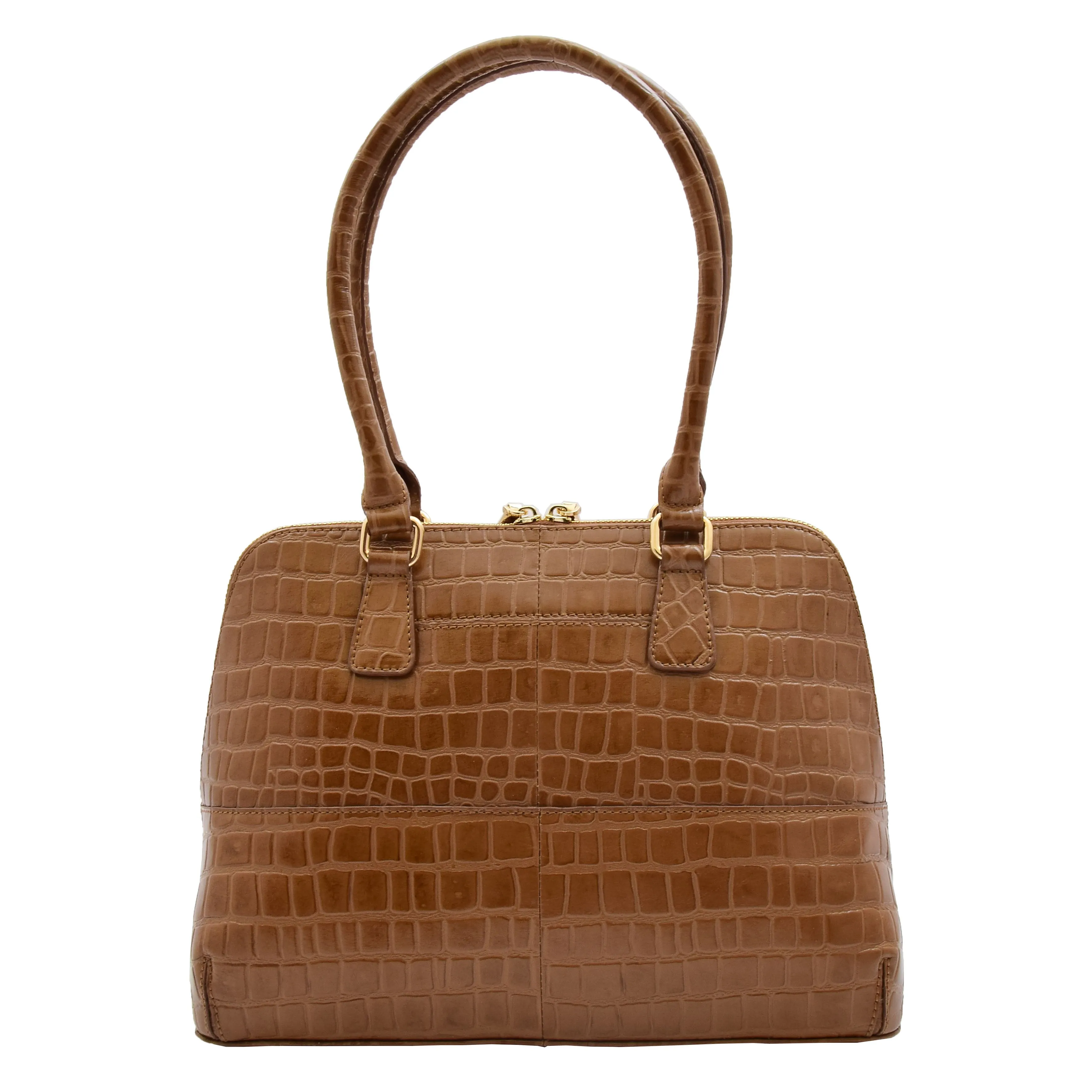 Womens Leather Hobo Bag Croc Print Annabelle Tan