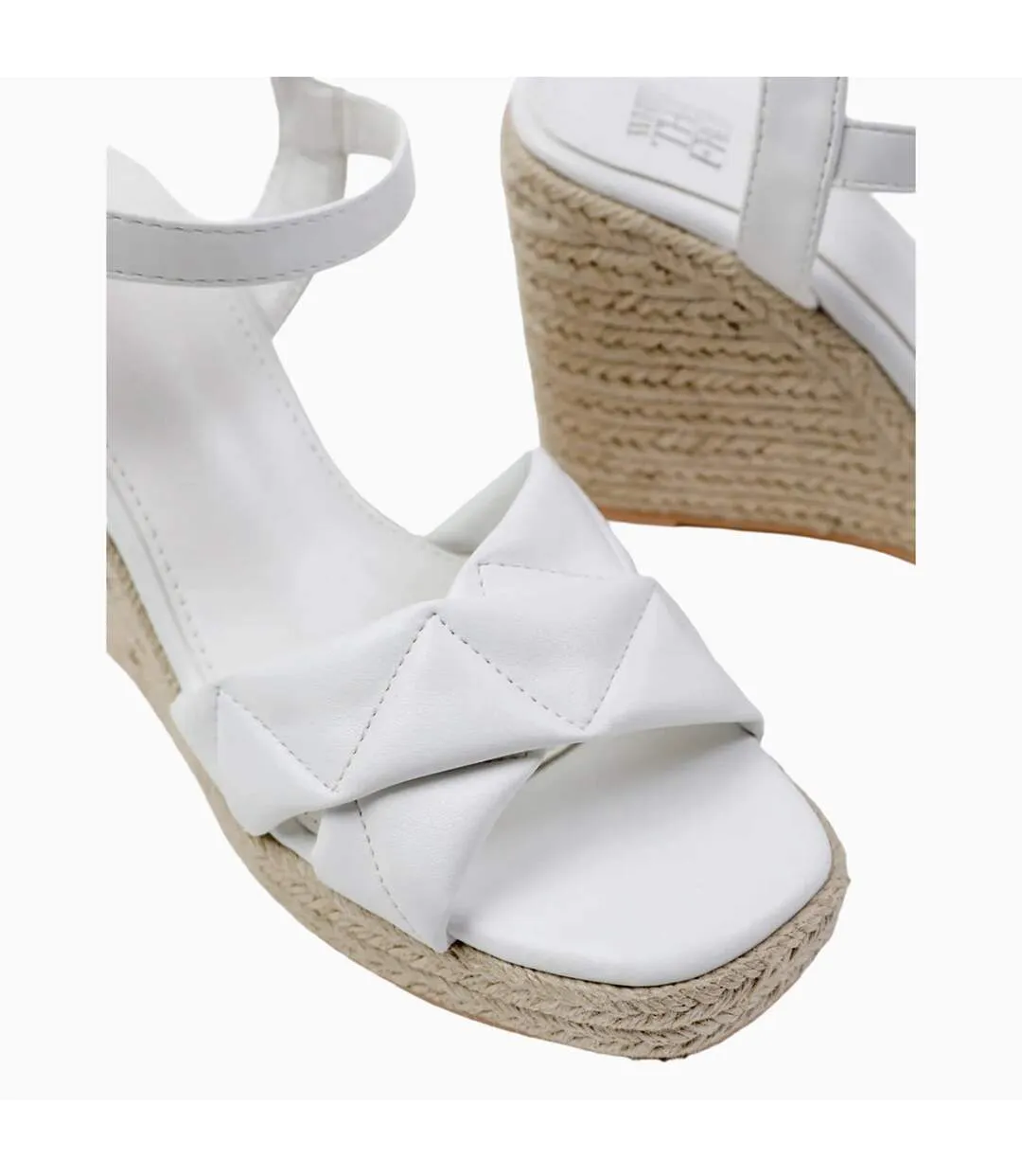 Womens/ladies lima pu crossover strap padded espadrilles white Where´s That From