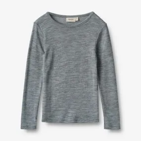 Wool T-Shirt L/S Alfie - melange grey