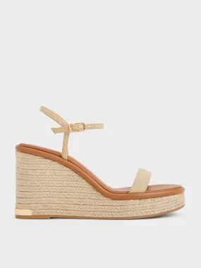 Woven Espadrille Wedges - Sand