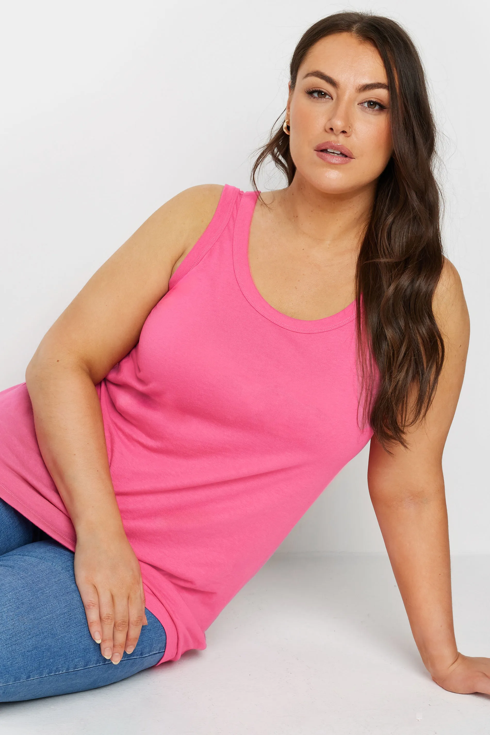 YOURS Curve 3 PACK Pink & Blue Vest Tops